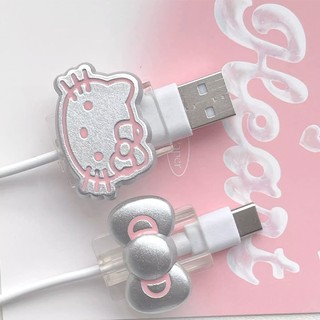 - Eclectic - Bộ bảo vệ cáp dữ liệu hình đầu mèo màu hồng dành cho Android và IP