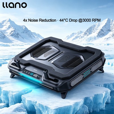 Tấm làm mát máy tính xách tay im lặng Llano V11pro cho máy tính xách tay 14-17,3 Inch – Quạt Turbo 3000RPM, 3 Hub USB, Đèn LED, Chân đế có thể điều chỉnh