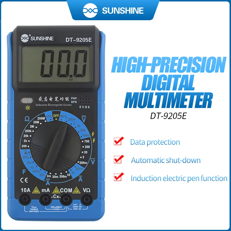 Đồng hồ vạn năng kỹ thuật số Sunshine DT-9205E Màn hình LCD có độ chính xác cao Dụng cụ đa chức năng