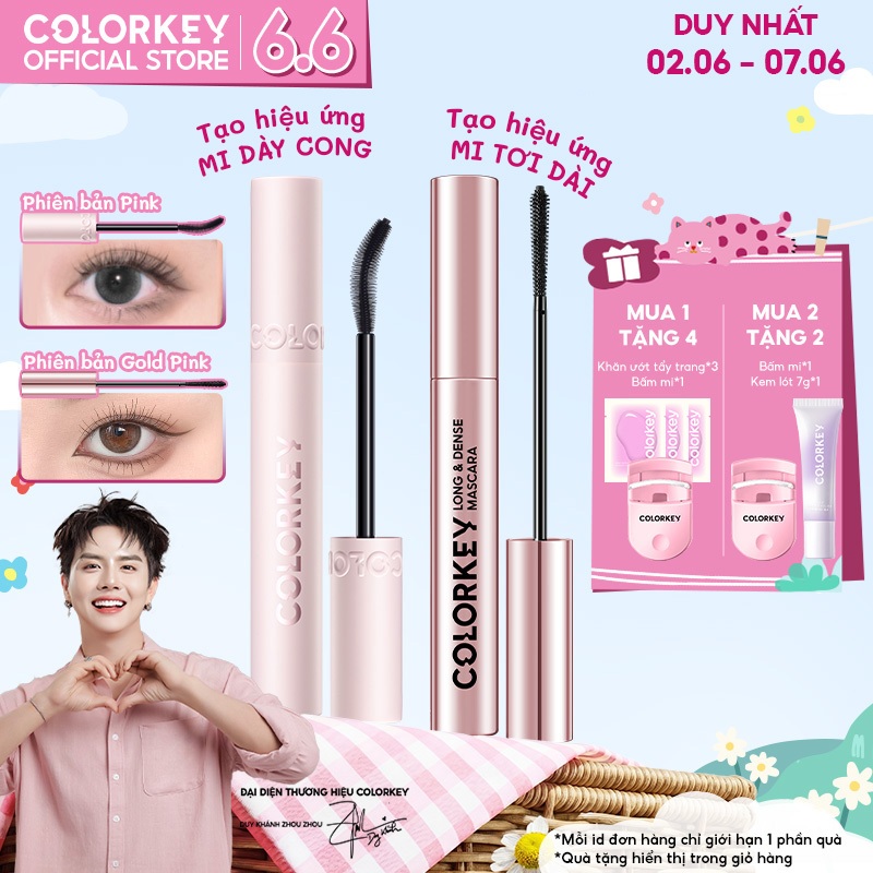 [DUY KHÁNH YÊU THÍCH] Mascara COLORKEY Chuốt Mi Cong Dày, Chống Nước 24H Không Lem, Khóa Màu 3D Lâu Trôi, Đầu Cọ Silicon Tách Sợi Tự Nhiên | BigBuy360 - bigbuy360.vn