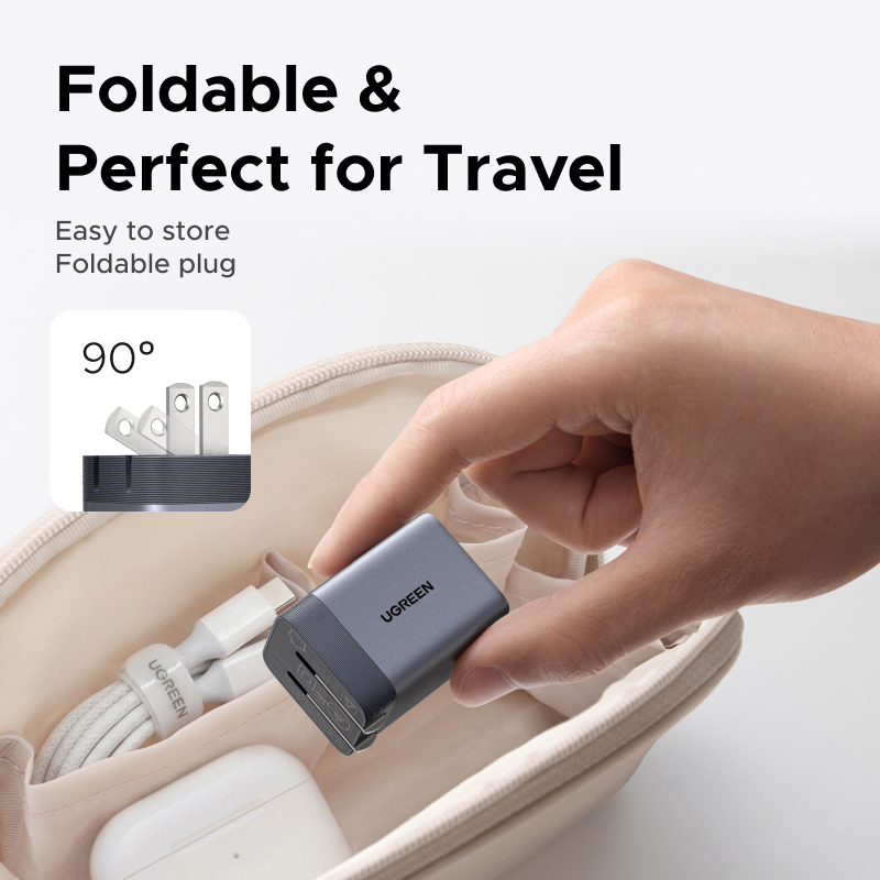 Bộ sạc USB-C màu xám UGREEN 100W GaN có phích cắm có thể gập lại + Cáp USB-C 100W, hỗ trợ sạc nhanh cho iPhone 17 / 16 Pro Max / MacBook / Samsung S26 Ultra / iPad (phích cắm US). | BigBuy360 - bigbuy360.vn