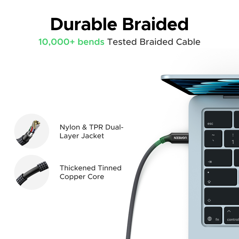 Bộ sạc USB-C màu xám UGREEN 100W GaN có phích cắm có thể gập lại + Cáp USB-C 100W, hỗ trợ sạc nhanh cho iPhone 17 / 16 Pro Max / MacBook / Samsung S26 Ultra / iPad (phích cắm US). | BigBuy360 - bigbuy360.vn