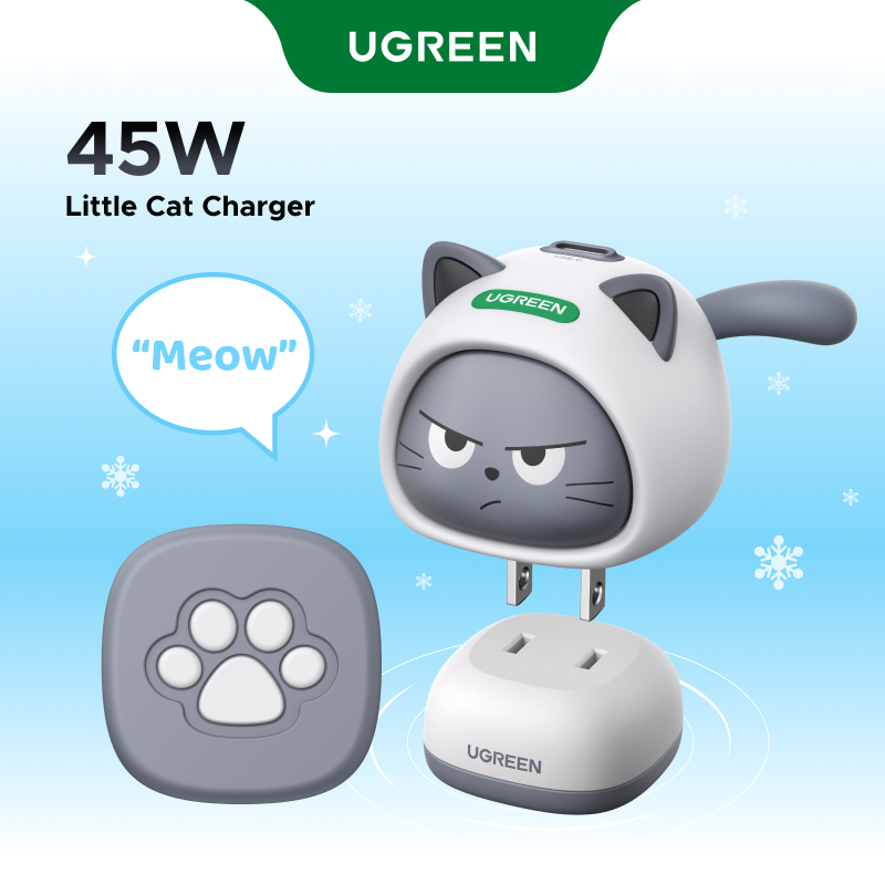 Bộ sạc nhanh UGREEN PD 45W GaN Little Cat với thiết kế khuôn mặt mèo | BigBuy360 - bigbuy360.vn