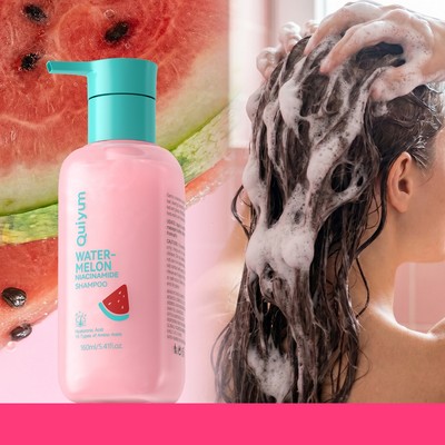 Dầu gội QUIYUM Dưa Hấu Niacinamide 160ml – Dầu gội dưỡng ẩm sâu với Axit Hyaluronic & 15 Axit amin, Chăm sóc tóc mềm & bóng cho mọi loại tóc