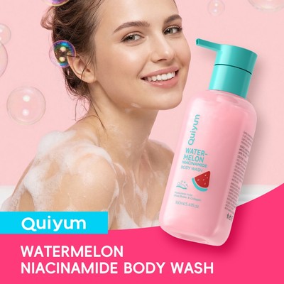 Sữa tắm toàn thân QUIYUM Dưa hấu Niacinamide 160ml – Sữa rửa mặt dưỡng ẩm & làm sáng da với Collagen, Axit Hyaluronic & Bơ hạt mỡ cho da mềm và rạng rỡ