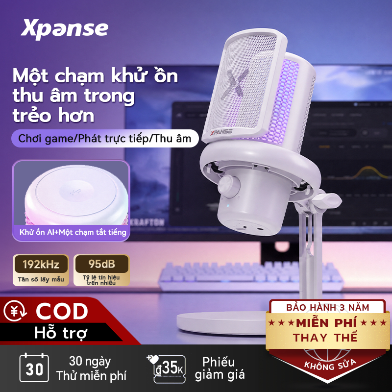 Xpanse Z1 mic thu âm lọc tiếng ồn RGB, micro gaming USB Type-C, chống ồn 1 chạm, cardioid, 24Bit/192kHz, livestreamPC PS5 | BigBuy360 - bigbuy360.vn