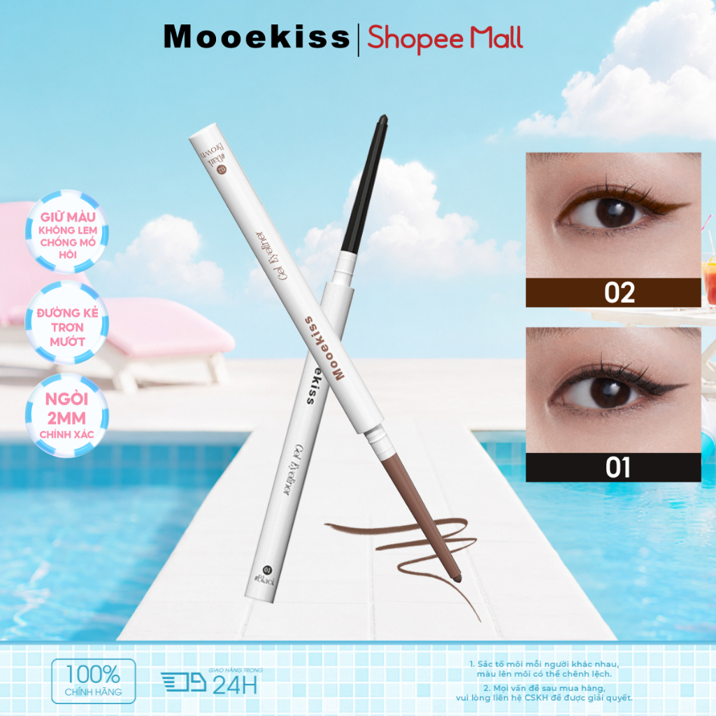 Kẻ Mắt Gel Mooekiss 100mg, Chống Nước Mồ Hôi, Không Lem, Lâu Trôi, Dễ Dùng Cho Người MớiChống NướcSiêu MảnhNgười Mới Bắt ĐầuLâu Trôi