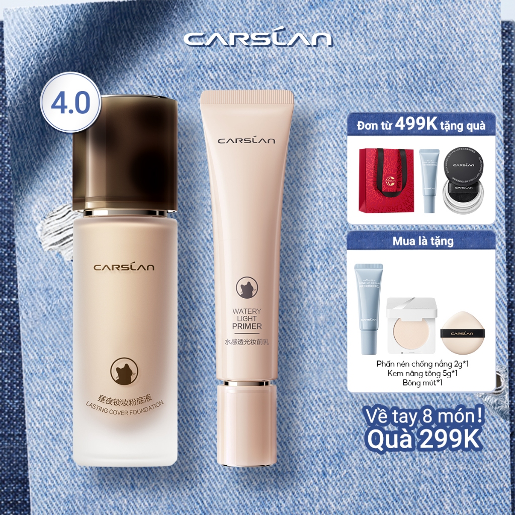 【Combo】Carslan Kem nền dạng lỏng Lasting 30g + Kem lót trang điểm 30g
