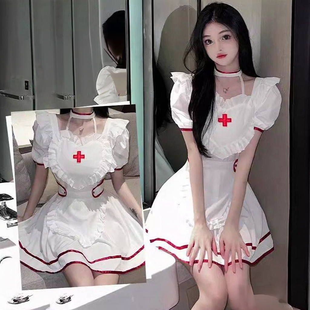 Nurse Uniform Cosplay Suit Cute Sweet White Love Packaging QN7j
