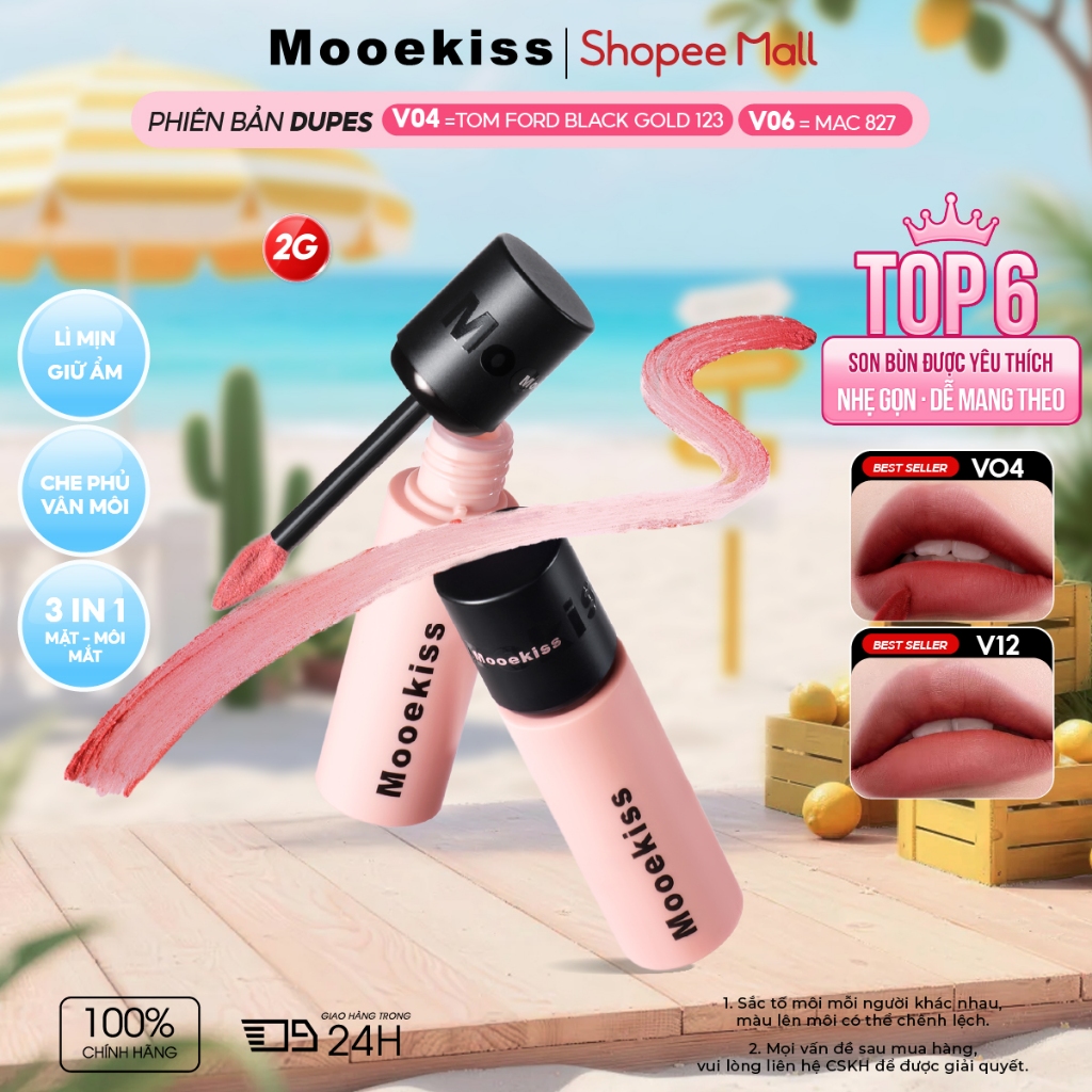 [KOL] Son kem lì Mooekiss Creamy Matte chất son mịn nhẹ môi, lâu trôi không dính cốc, công thức dịu nhẹ dễ sử dụng hằng ngày 2g | BigBuy360 - bigbuy360.vn