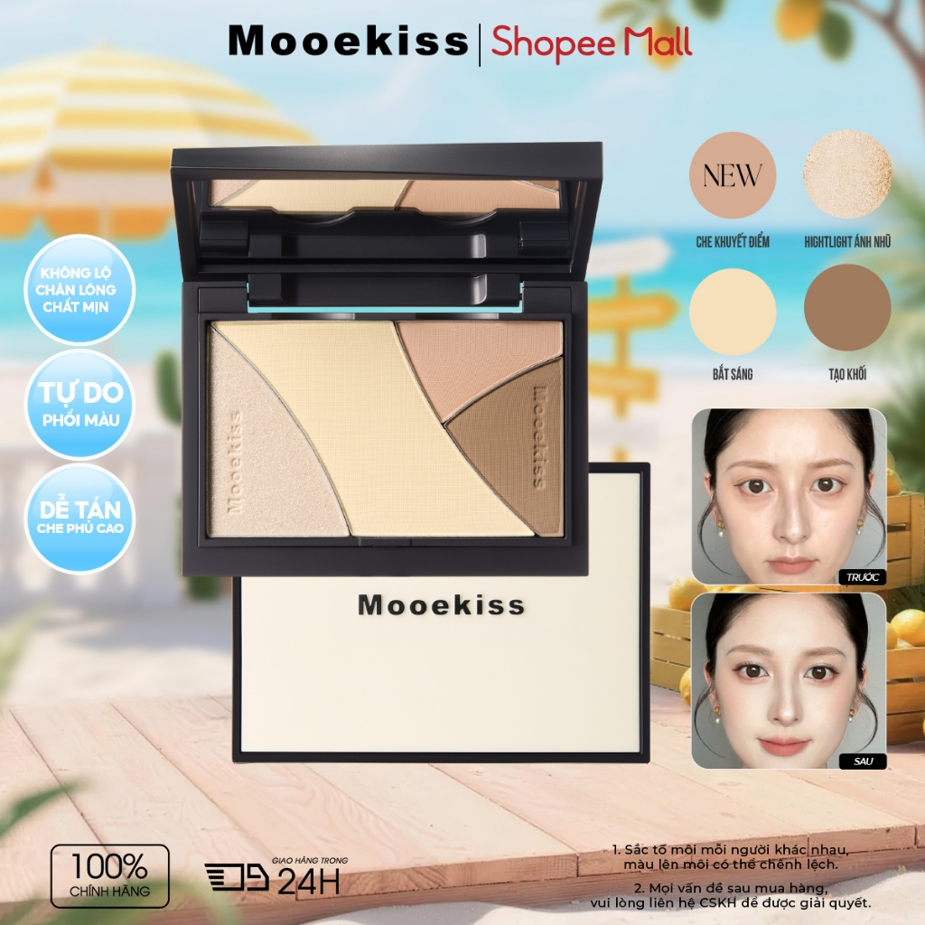 Bảng phấn tạo khối Mooekiss Quad Contouring Palette Phấn lì và phấn bắt sáng, tạo khối và định hình mũi trong cùng một sản phẩm | BigBuy360 - bigbuy360.vn