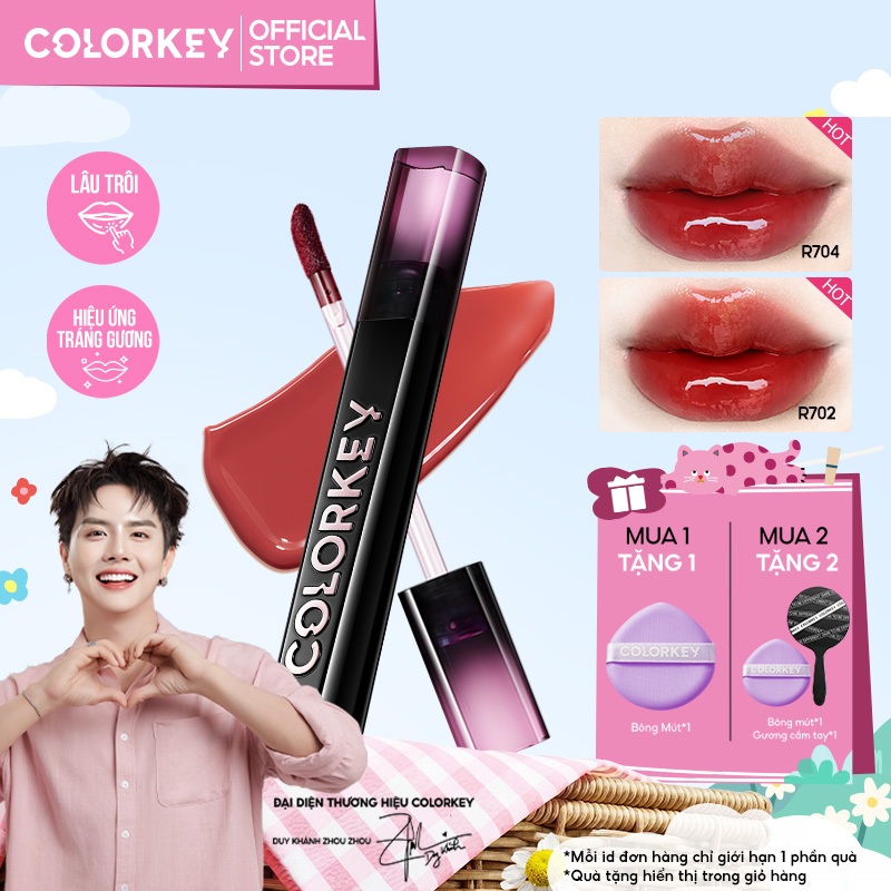 Son Bóng COLORKEY, Gương Bóng Căng Mọng, Lâu Trôi, Son môi bóng 2.5g
