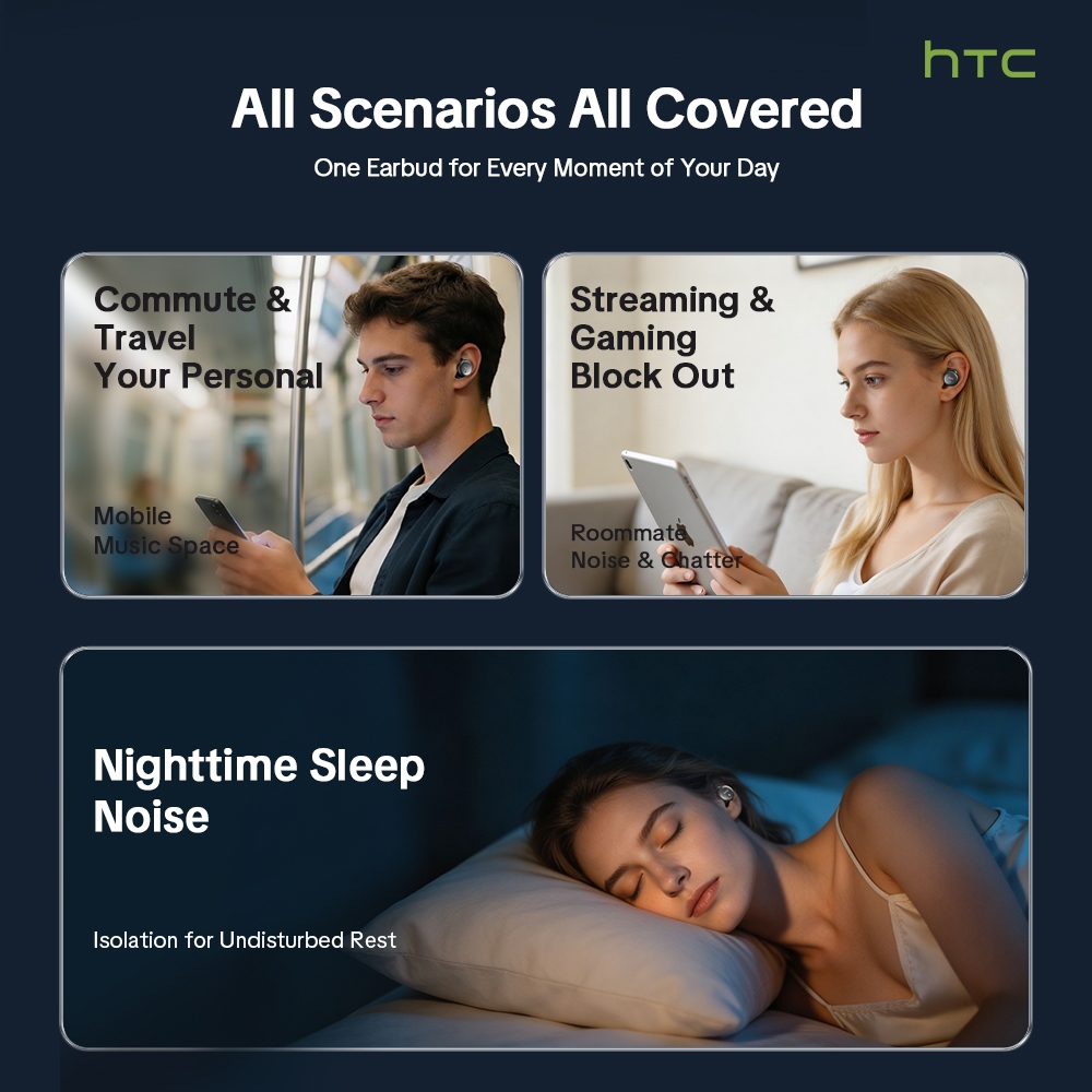 HTC NE92 Tai nghe Bluetooth tăng cường tiếng ồn chủ động   Giảm tiếng ồn ENC, Cách ly âm thanh ba lớp, Tuổi thọ pin dài, Bluetooth 6.0 | BigBuy360 - bigbuy360.vn