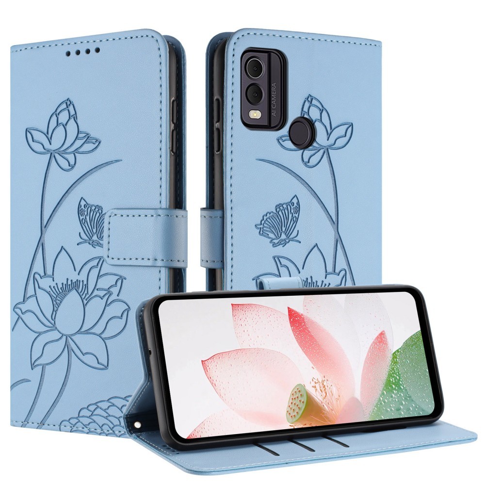 Lotus Cho Nokia G10 G20 G30 6.3 G11 G21 C12 Plus Pro G42 G310 5G Da Pu Màu Trơn Vỏ Điện Thoại Khe Cắ