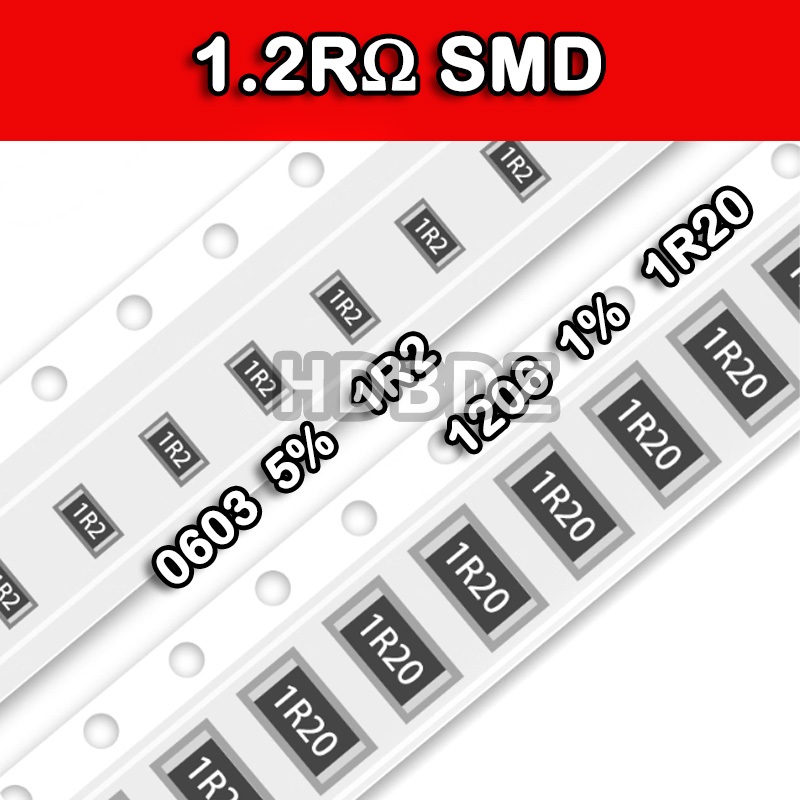 10 ~ 100 CÁI 1.2RΩ Độ chính xác kháng SMD 5% / 1% 1R2 1R20