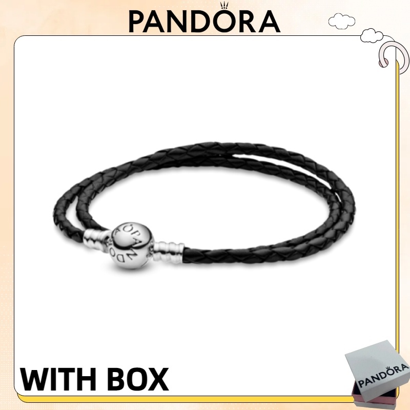Pandora S925 Trang Sức Bạc Trang Sức Nóng Hàng Mới Về Với Hộp Quà Tặng Pandora Moments Vòng Tay Da Đ
