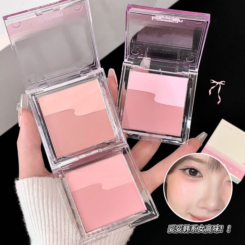 Kobeleen Gradient 2 màu Blush Palette Soft Matte Ultra-Fine Shimmer Natural Glow Blush Trang điểm mặ