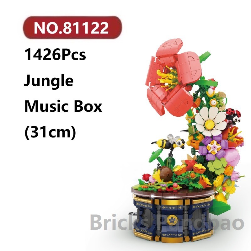 ✨Flower Jungle Music Box Đồ Chơi Lắp Ráp Mô Hình 1426Chi Tiết KAZI Flower Lắp Ghép Xếp Hình