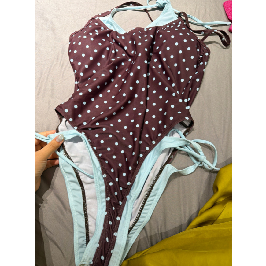 Mới Chấm Bi Đồ Bơi Một Mảnh In Dây Buộc Giảm Béo Một Mảnh Bikini | BigBuy360 - bigbuy360.vn