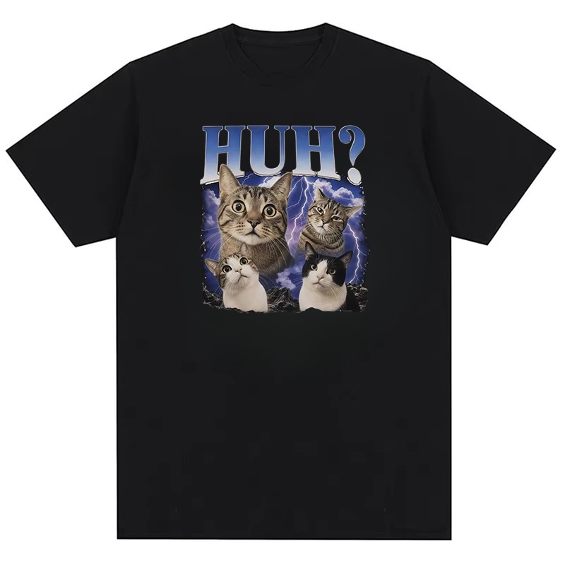 Haha? Ngộ nghĩnh Dank Cat Meme 2026 Nam Bông Tai Kẹp In Hình Thiết Kế Áo Thun