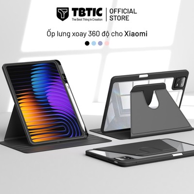 TBTIC Cho Xiaomi Pad 6 5 Pro Ốp Lưng 11 Inch 2024 Có Khe Đựng Bút Chì 360° Vỏ máy tính bảng xoay cho Xiaomi Pad 7 8 pro 11.2 Inch