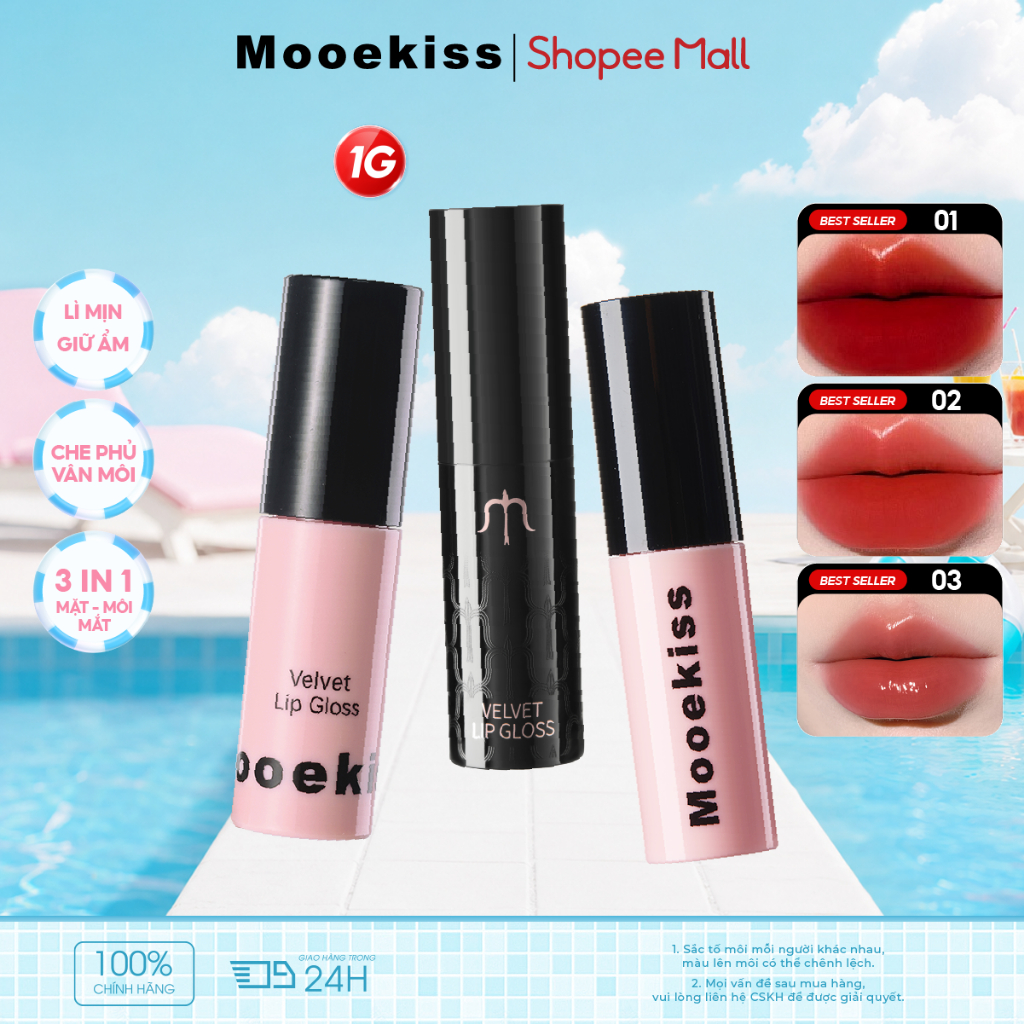 Son lọc kem Mooekiss Macaron Khỏa thân Lip Mud Mirror Lipstick 1g