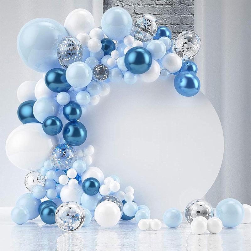 Kim Loại Màu Xanh Bóng Vòng Hoa Vòm Bộ Bạc Confetti Bóng Bay Cho Bé Tắm Trang Trí Sinh Nhật Arche Ba