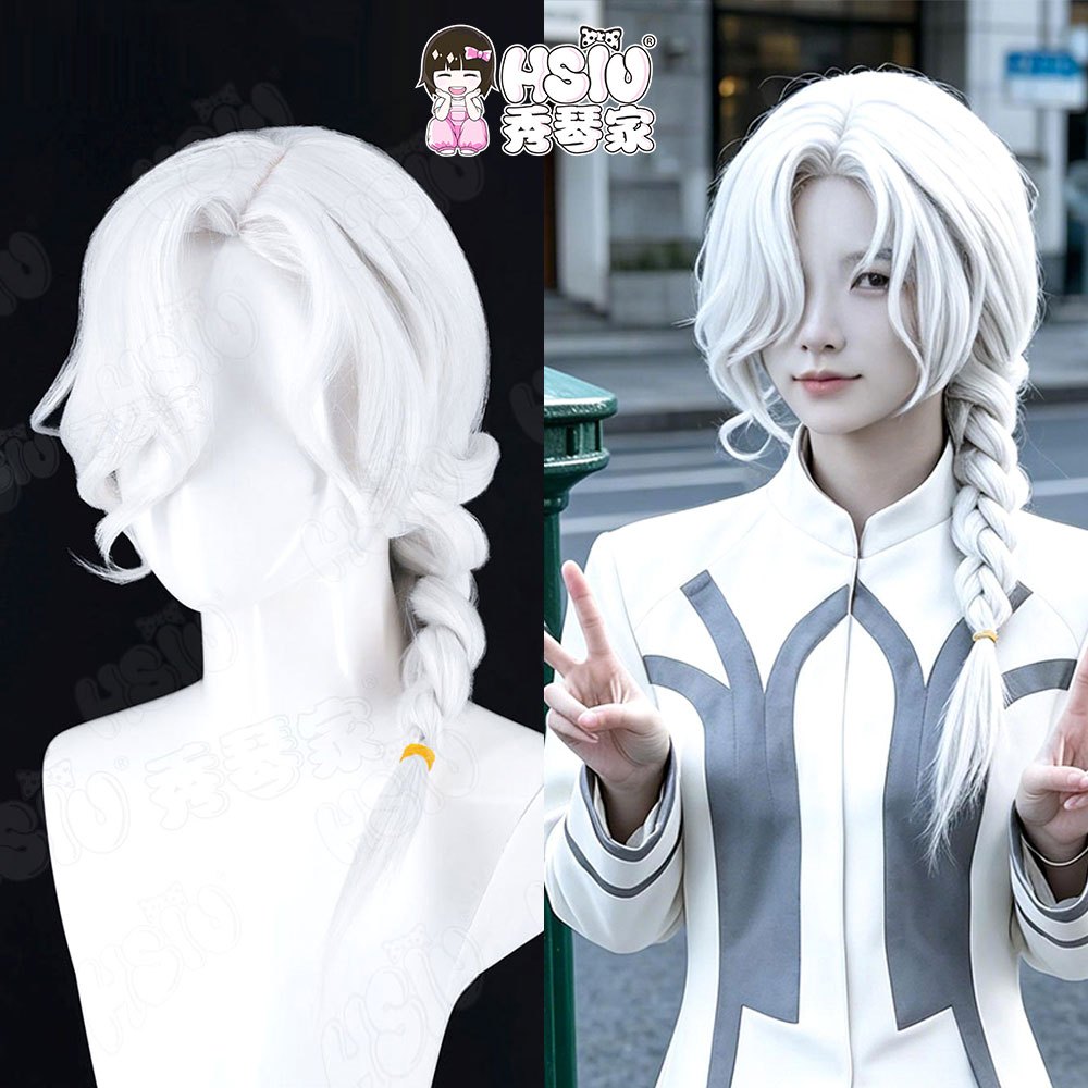 Maris-Billey Animamusphere Cosplay Tóc Giả HSIU 60Cm bạc trắng dài tóc giả chịu nhiệt + Mũ Tóc Giả T