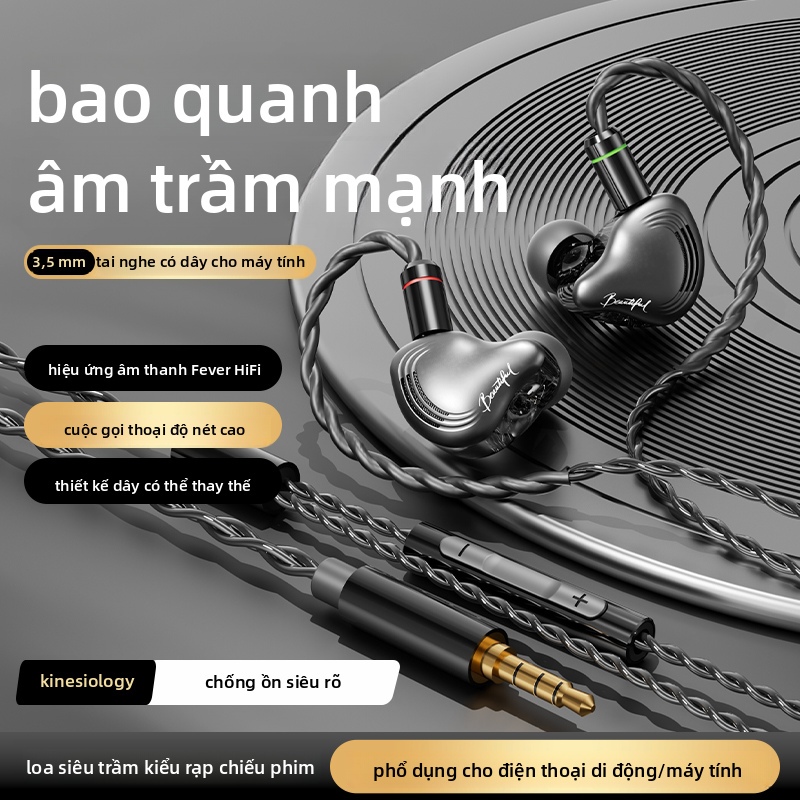Tai nghe chơi game trong tai S400 HIFI Màn hình động có dây Lớp có thể hoán đổi cho nhau Dây chơi game Nghe phân biệt âm thanh Chuyên dụng | BigBuy360 - bigbuy360.vn