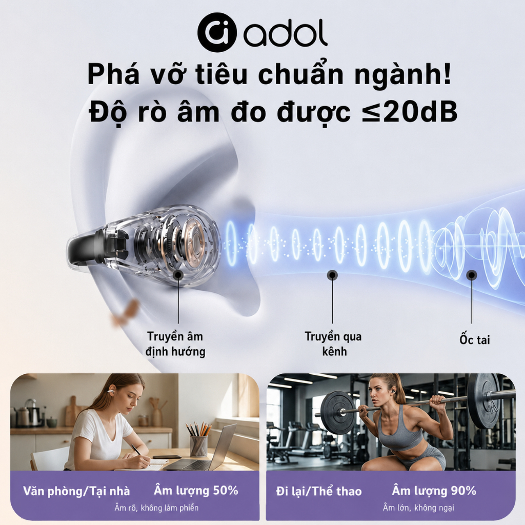 Tai nghe kẹp tai ASUS Adol J111 Không dây Bluetooth | ENC Khử ồn Micro kép | Truyền định hướng, Đeo êm ái, Thời lượng pin dài | BigBuy360 - bigbuy360.vn