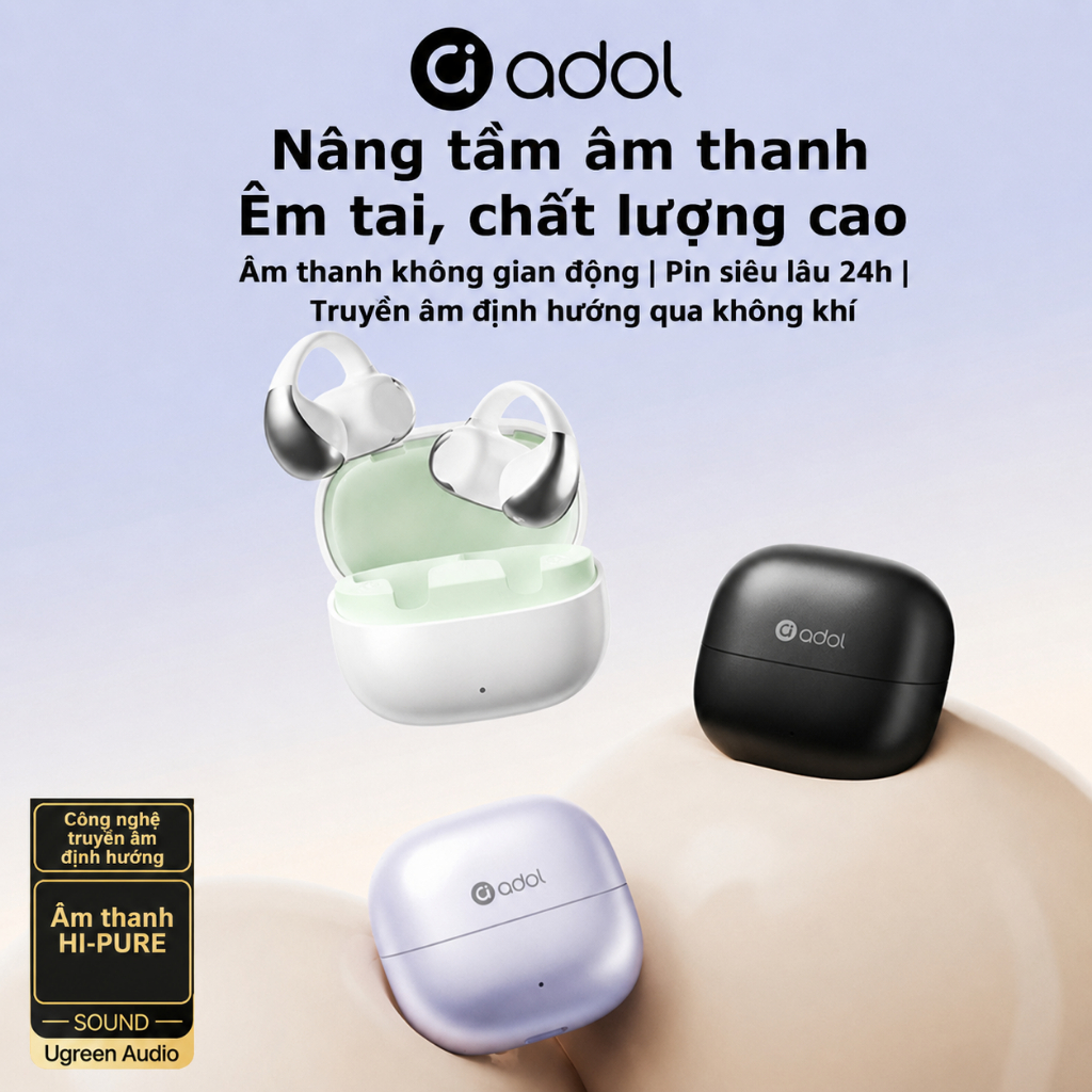 Tai nghe kẹp tai ASUS Adol J111 Không dây Bluetooth | ENC Khử ồn Micro kép | Truyền định hướng, Đeo êm ái, Thời lượng pin dài | BigBuy360 - bigbuy360.vn