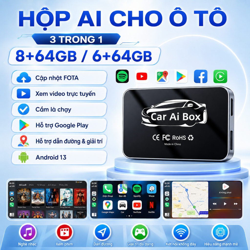 8+64GB CarPlay AI Box Adaptador sem fio Carplay Android Box CarPlay Sem Fio Android Box para Apple C