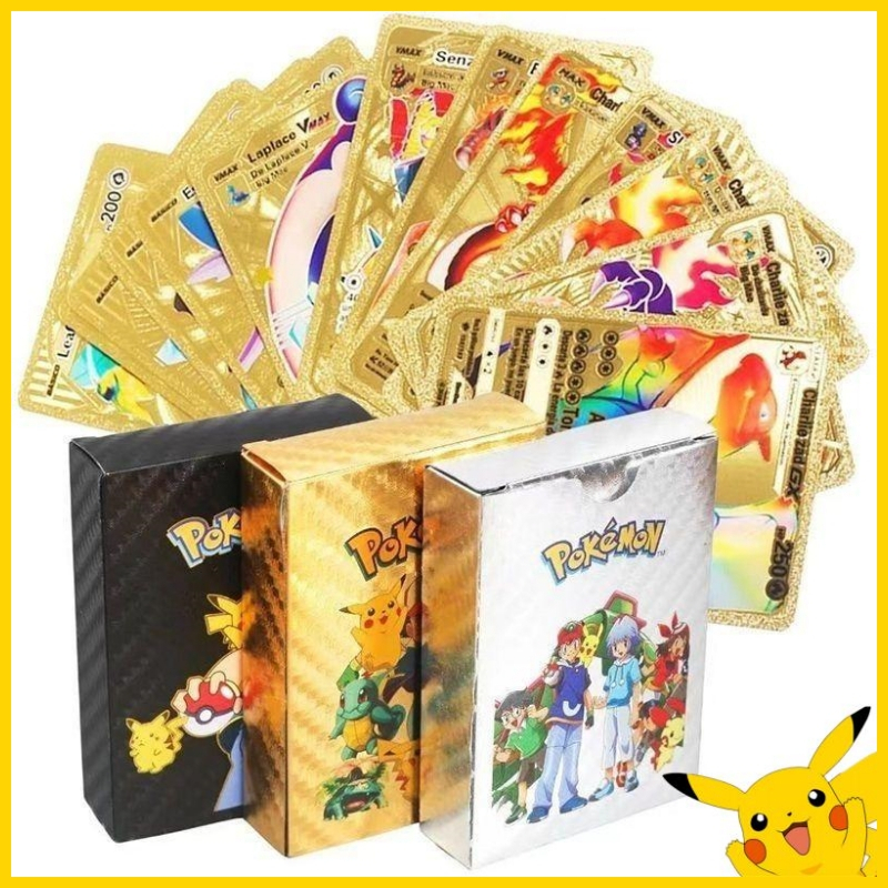 Pokemon Card Game Gold Foil Card Flash Card Pikachu Board Game Card Gift Card PTCG English Version S