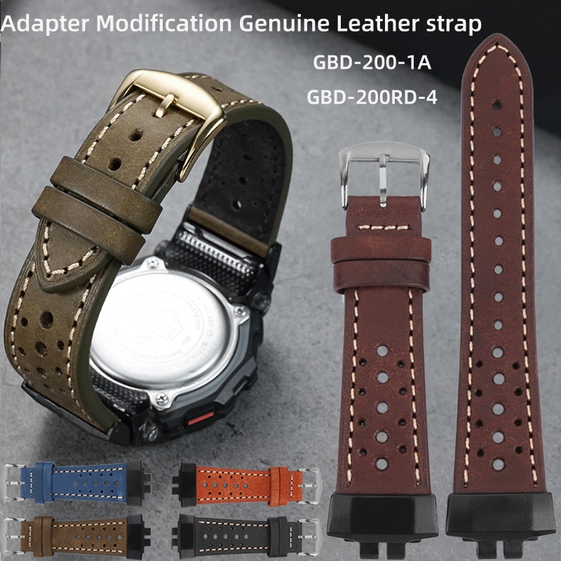 GBD-200 adapter Sửa Đổi Dây Đeo Đồng Hồ Cho Casio G-SHOCK GBD-200-1A GBD-200RD-4 Retro Dây Da Bò Nam