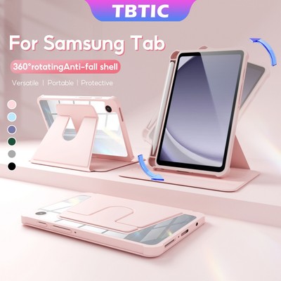 Ốp Lưng TBTIC 360° Xoay Acrylic Cho Samsung Tab S10 A11 A9 S9 S8 S7 Plus 11 FE 10.9 12.4 8.7 A8 10.5 X206 S6 Lite 10.4 P620 P610 P615 P613, có chống va đập và khe để bút cho máy tính bảng