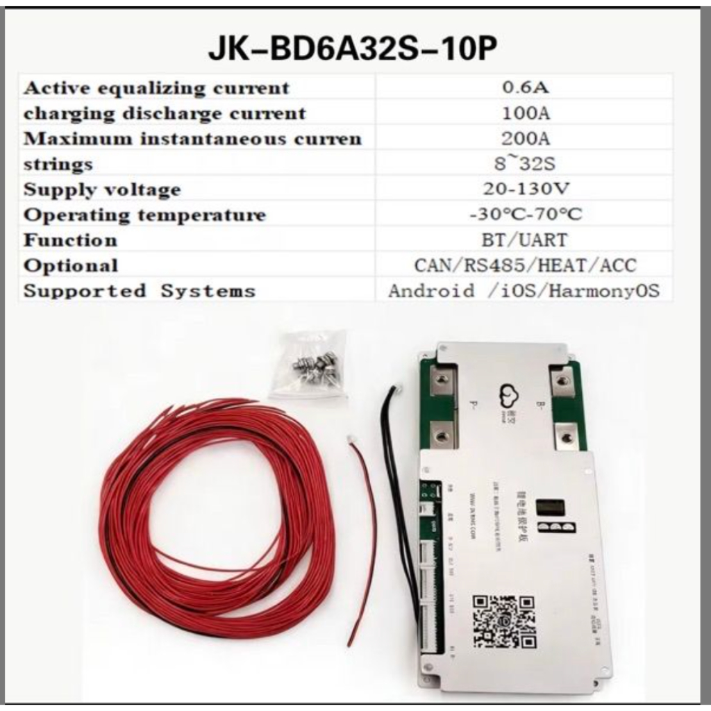 JK-BD6A32S10P 100A 8S đến 32S 0.6A Active Balance Current Jikong BMS Bảng bảo vệ JK Smart 16S 20S 26