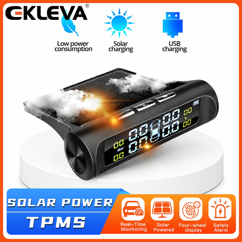 EKLEVA Xe Năng Lượng Mặt Trời Áp Suất Lốp TPMS Hệ Thống Giám Sát Năng Lượng Mặt Trời Kỹ Thuật Số tpm