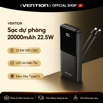 Vention  Sạc dự phòng Vention PD 22.5W 10000mAh để sạc nhanh