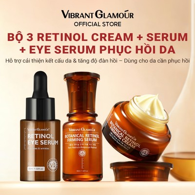 VIBRANT GLAMOUR Bộ 3 sản phẩm dưỡng da gồm kem dưỡng + tinh chất + tinh chất cho mắt chống lão hóa