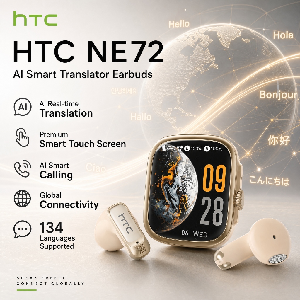 HTC NE72 Tai nghe Bluetooth 6.0 AI Dịch thuật, tai nghe thể thao không dây HIFI | BigBuy360 - bigbuy360.vn