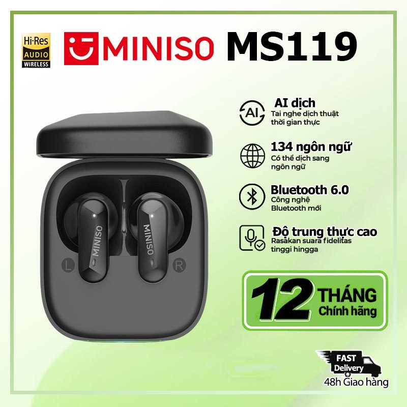 MINISO MS119 Tai nghe Bluetooth không dây HIFI có micrô kép, khử tiếng ồn AI & dịch thông minh