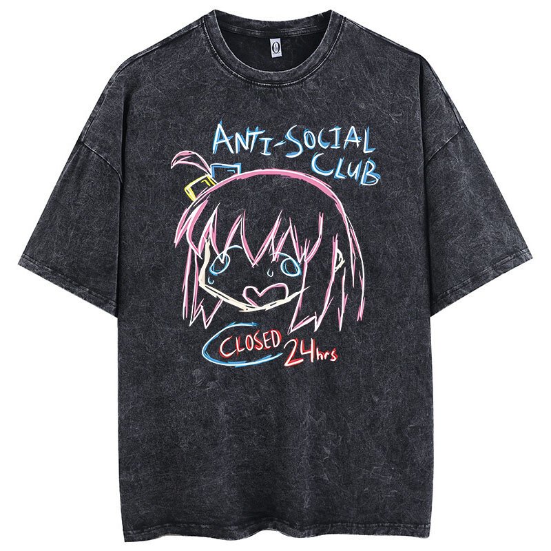 Nam Quá Khổ In Hình Bocchi Câu Lạc Bộ Ban Nhạc Anime Bocchi The Rock Cotton Áo Sáng Tạo Cổ Tròn Tee 
