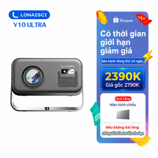 Lonaisci Máy chiếu mini V10 Ultra tương thích với điện thoại iPhone và Android chạy Android 14.0 hỗ trợ trình chiếu 4K kết nối Wi-Fi và Bluetooth tích hợp sẵn Google Play Store