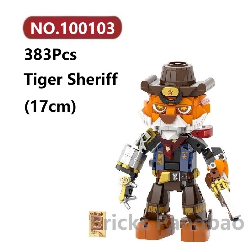 ✨Tiger Sheriff Chinese Zodiac Đồ Chơi Lắp Ráp Mô Hình 383Chi Tiết iblock Figure Lắp Ghép Xếp Hình