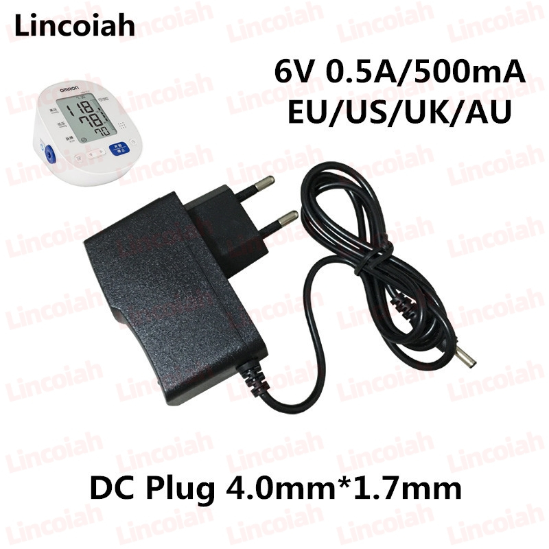 Nguồn Điện 6V 500mA 0.5A AC / DC Adapter Cho Omron HEM-7121 HEM-7120 M1 M2 M3 M5-I M7 M10 M6 M6W Máy