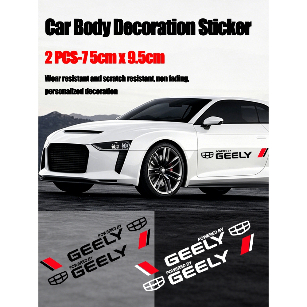 2 Chiếc 75cm x 9,5Cm Cá Tính Thể Thao Thú Cưng Chất Liệu Thân Xe Decal Dán Cho Geely MK LC Emgrand G