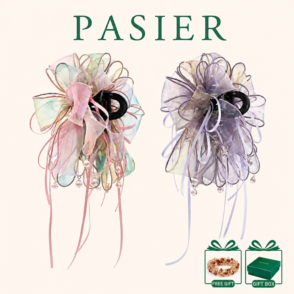 PAIER Hoa Kẹp Tóc Nữ Organza Phong Cách Hàn Quốc Pha Lê Tua Rua Phụ Kiện Tóc Hộp Quà Tặng KJ0023