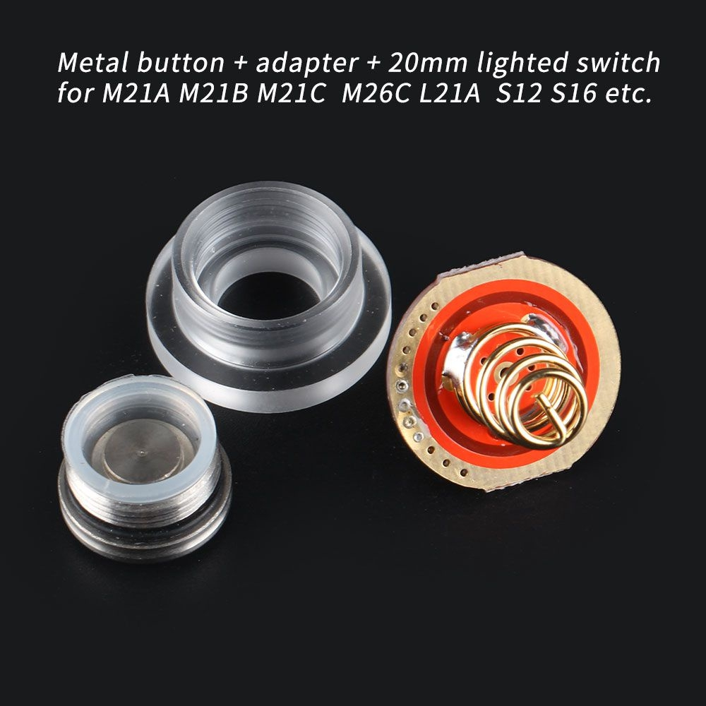 Nút thép không gỉ Công tắc phát sáng 20mm Thích hợp cho đèn pin Đoàn xe M21A M21B M21C M26C L21A S12