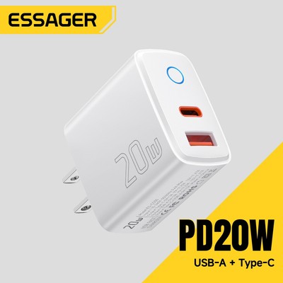 Bộ sạc du lịch Essager PD20W Bộ sạc nhanh Chip thông minh A + C cho ip