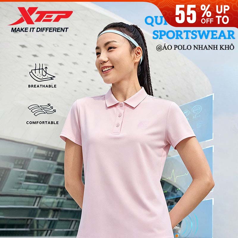 【XTEP】Áo polo nữ tay ngắn vai chuẩn 2026 mẫu mới mùa hè, cổ bẻ, áo thun nhanh khô thể thao, ôm dáng, tôn dáng, tay lỡ